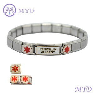 Bijoux en acier inoxydable 304, lien modulaire, démarreur, breloque, de survie du Cancer, alerte médicale, italien - Product Image 6