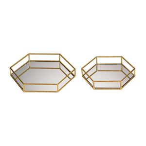 Vanità Decorativi Fatti A Mano di Esagono di Ferro In <span class=keywords><strong>Oro</strong></span> Cornice A <span class=keywords><strong>Specchio</strong></span> <span class=keywords><strong>Vassoio</strong></span> <span class=keywords><strong>Vassoio</strong></span> di Gioielli Per Le Vendite - Product Image 3