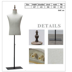 XINI Haute qualité accessoires mannequins mâle demi-corps mannequins <span class=keywords><strong>vintage</strong></span> bois base hommes tissu <span class=keywords><strong>mannequin</strong></span> À <span class=keywords><strong>Vendre</strong></span> - Product Image 5