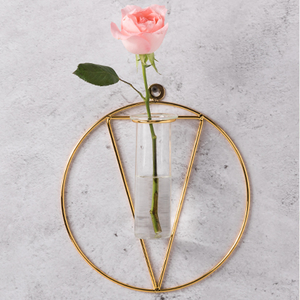 Set di 2 di Vetro Decorativo Del <span class=keywords><strong>Cuore</strong></span> Del Fiore <span class=keywords><strong>Vaso</strong></span> D'oro <span class=keywords><strong>Vaso</strong></span> di Supporto In Metallo Con Cerniera Germoglio di Prova Tubi Vasi Display - Product Image 2