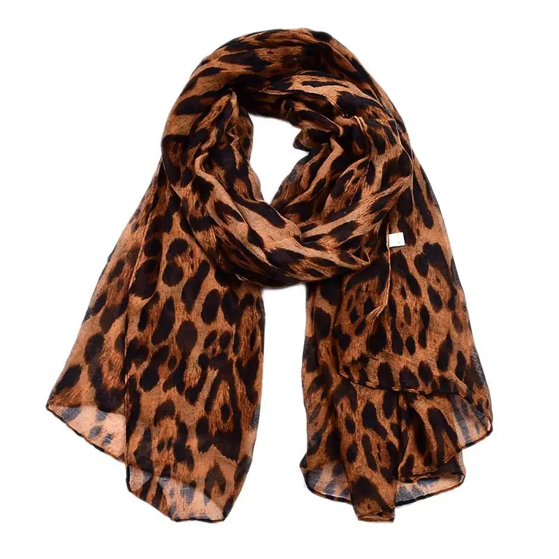 Super September Promotion Large Women New Design Leopard Print Voile Scarf Pashmina