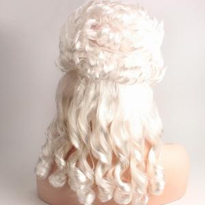 Peluca de Cosplay sintética para hombre, disfraz barroco rizado, color blanco, para el Día de Muertos - Product Image 4