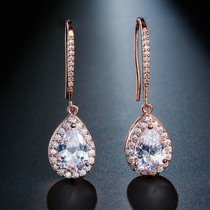 RAKOL-pendientes colgantes de boda EP686, de cristal, CZ, circón, de lujo, EP686 - Product Image 5