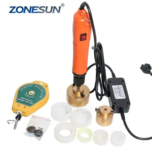 ZONESUN 10-50mm גדול מומנט מהירות מתכוונן פלסטיק בקבוק מכסת מכונה כף יד חשמלי איטום מותחן דופק Capper