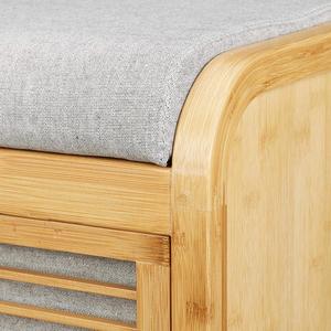 Bamboo Shoe Storage <strong>Bench</strong>, Comfy <strong>Padded</strong> <strong>Bench</strong>, 8-Pair Shoe Cabinet, HWD: 53 X 51 X 34 Cm, Natural - Product Image 5