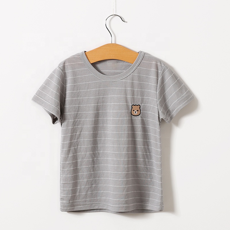 Одежда для маленьких детей и новорожденных летняя одежда для мальчиков детская футболка в полоску с короткими рукавами Повседневная Детская футболка, розничная и оптовая продажа