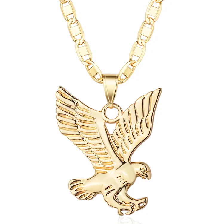 Collar con colgante de Jesús chapado en oro de 24k, colgante de águila de cadena no incluida