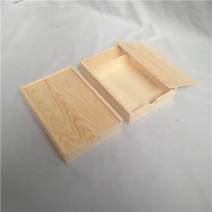 Boîte de rangement en pin massif à logo personnalisé avec compartiment USB Boîte à souvenirs de mariage Boîtes photo en bois à dessus coulissant pour clés USB photo - Product Image 4