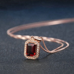 Las mujeres <span class=keywords><strong>natural</strong></span> <span class=keywords><strong>granate</strong></span> pendiente colgantes de collar de piedra real conjunto de joyas de plata 925 - Product Image 5