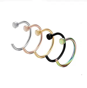 20G Surgical Steel Open Nose Ring Hoop Lip Ring Small Thin Piercing