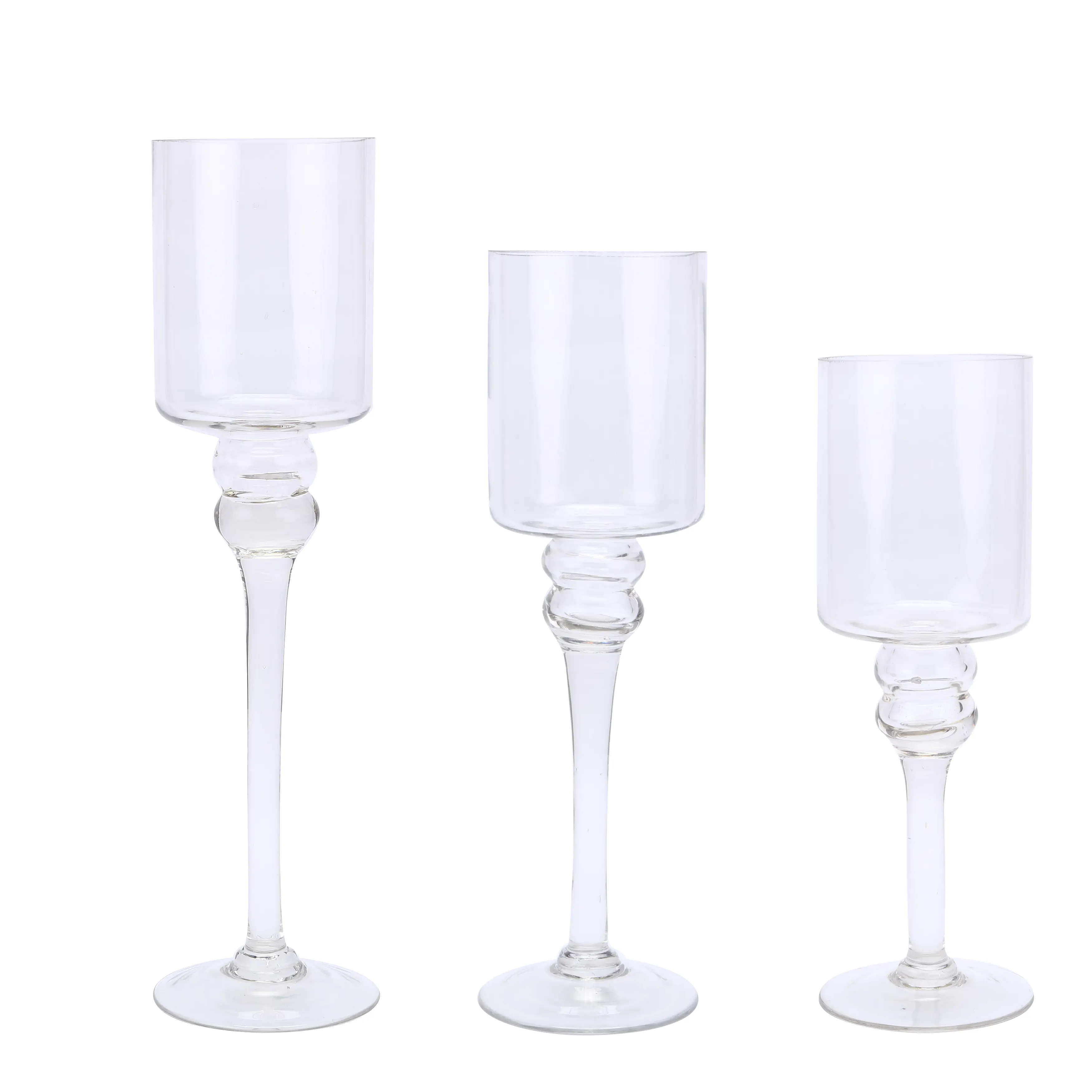 Set of 3 Tall Clear Cylinder Wedding Glass Vase /Glass Candle Holder Wedding decoration For Wedding Party Event
