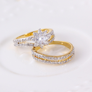 11387 <span class=keywords><strong>xuping</strong></span> 2 pièces/ensemble Anneaux de couple multicolores en or Nouveau modèle Bague de mariage Bijoux - Product Image 6