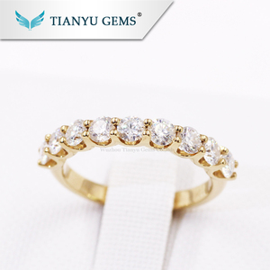 Tianyu gemas 14 K/18 k oro amarillo U anillo 9 unids 3mm redondo Corazón y flecha corte moissanite anillo de compromiso - Product Image 1