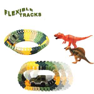 <span class=keywords><strong>Dinosauro</strong></span> giocattoli 192 pezzi auto da corsa Set pista flessibile-mondo giurassico con dinosauri, veicolo militare, alberi, giradischi, piste - Product Image 4