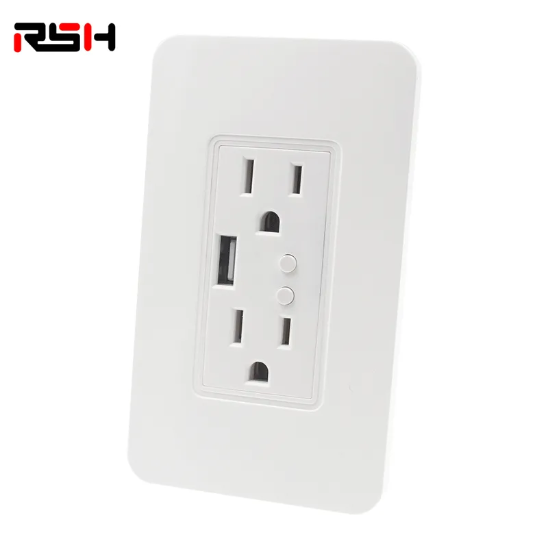 สมาร์ทพอร์ต USB Port Wall Plug USA ปลั๊ก Smart Power Outlet กับพอร์ต USB