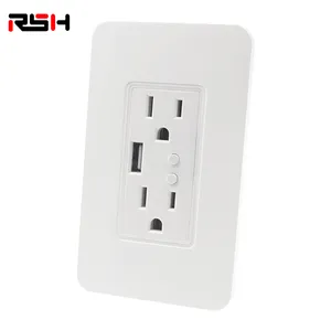 สมาร์ทพอร์ต USB Port Wall Plug USA ปลั๊ก Smart Power Outlet กับพอร์ต USB