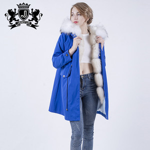 Venta al por mayor de alta calidad peludo de piel de mapache Parka con capucha mujer Abrigos de invierno - Product Image 2