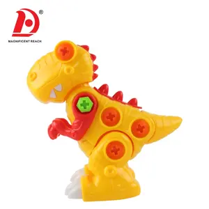 Huada 2023 Nieuwe Styling Kids Diy Demonteren Plastic Build Block Gele Dinosaurus Figuren Speelgoed