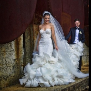 Custom Made Bianco Senza Maniche Sirena Ultimi Disegni Abito Da Sposa - Product Image 6