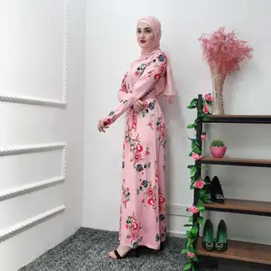 Oferta, ropa islámica, nuevo diseño, vestido musulmán, Abaya musulmán con estampado Floral
