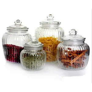 Wholesale 650ml 1200ml 2000ml clear round pumpkin type glass storage jars