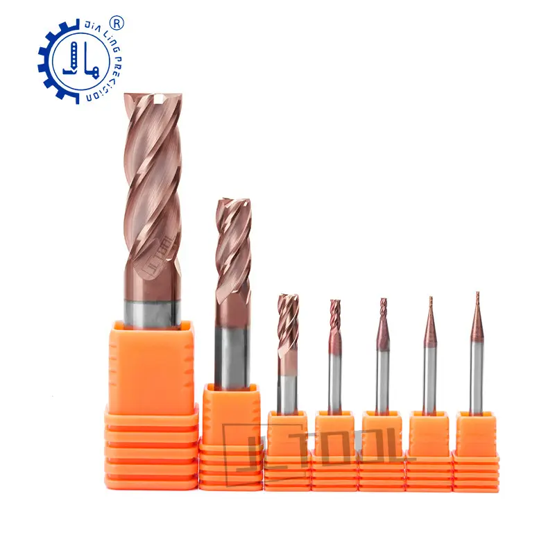 Cacbua Endmill 4 Sáo 55HRC Cuối Mill Cắt Fresa De Carburo Cnc 60 HRC Tungsten Carbide Góc Bán Kính Cuối Mill