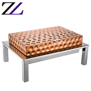 Equipo de catering indio <span class=keywords><strong>Buffet</strong></span> Chauffant eléctrico de lujo 4L plato de frotamiento martillado a mano de acero al carbono <span class=keywords><strong>Wok</strong></span> cobre Cheffing plato - Product Image 3