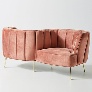 Tete-A-Tete S形状Velvet Sofa