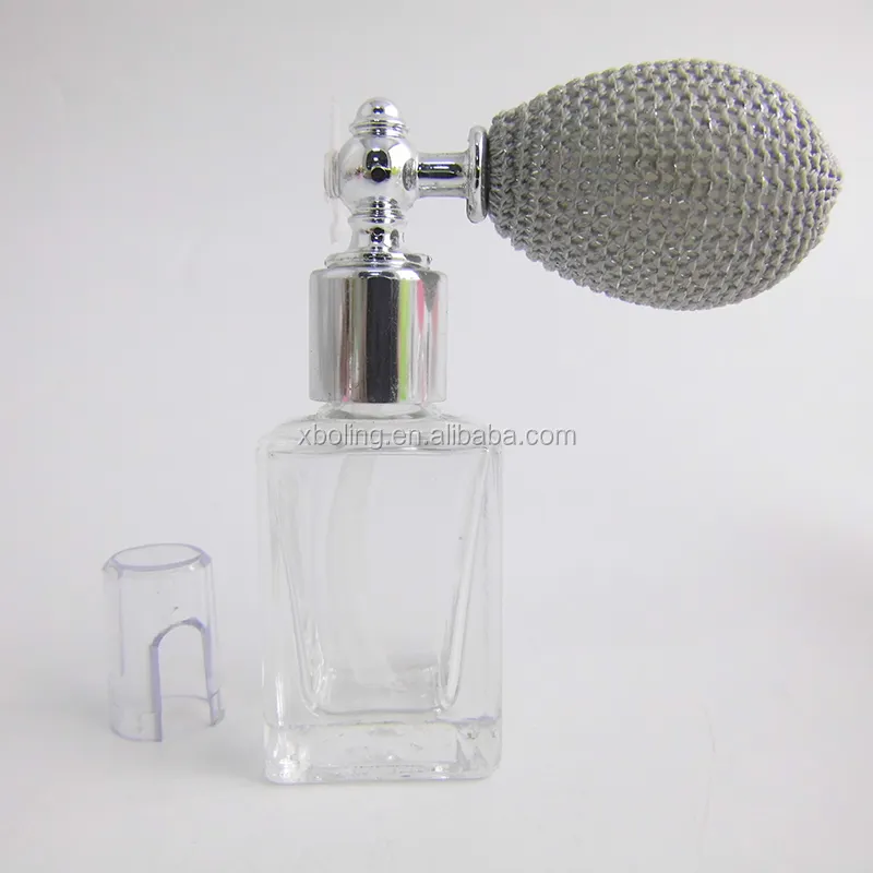Glitter powder air bulb pump atomizer spray with 30ml perfume glass bottle