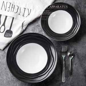 Moderno mate de <span class=keywords><strong>cristal</strong></span> vajilla Negro Grande plato de sopa de porcelana - Product Image 4