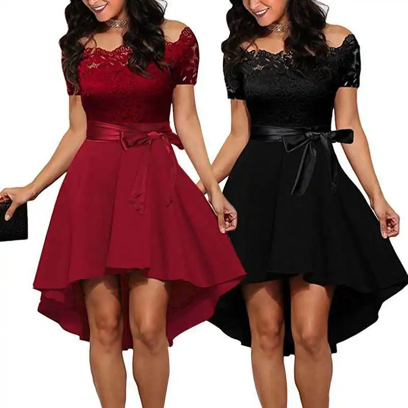 Hot Selling Kleidung Frauen Sexy Designs Sommer Kurzarm Red Cocktail kleid