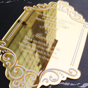 <span class=keywords><strong>2021</strong></span> personnalisé En Or Arabe Élégant Acrylique Invitations De <span class=keywords><strong>Mariage</strong></span> - Product Image 2