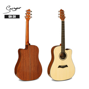 Buena calidad al por mayor madera contrachapada de nogal 6 cuerdas de acero folk estudiante guitarra acústica - Product Image 1