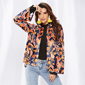 Casual coreano impresión Animal de <span class=keywords><strong>terciopelo</strong></span> de manga larga abierta cálido <span class=keywords><strong>abrigo</strong></span> chaqueta de invierno para las mujeres - Product Image 3