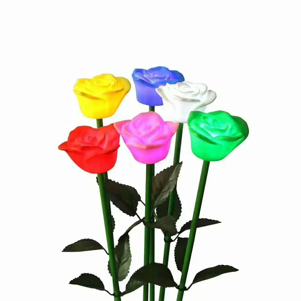 Hadiah Pernikahan Promosi Karangan Bunga Dekorasi Luar Ruangan Plastik Warna-warni Led Bunga Mawar