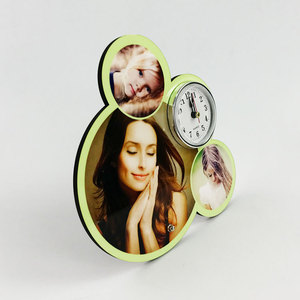 المنزل الحرف ديكور MDF ساعة مكتب صبغ التسامي الانتهاء من نقل الحرارة صورة إعداد إنذار - Product Image 2
