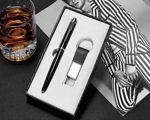 JCX/2022 Bán Hot Chất Lượng Cao Biểu Tượng Tùy Chỉnh Doanh Nghiệp Gift Set PU Leather Kim Loại Key Chain Với Bút Kinh Doanh Bộ Quà Tặng