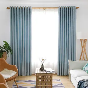 Blackout Curtains Ready Made Plain Chenille Blackout Window Curtain