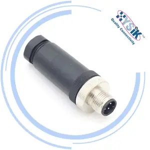 Industrial waterproof ip67 male female assembly socket 4 5 8 pin m12 metal plastic connector