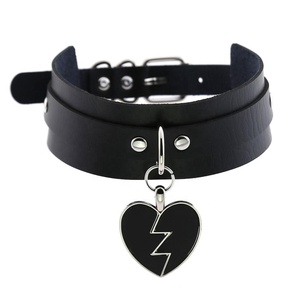 Collar de cuero PU estilo Harajuku con colgante de corazón rotto, estilo gótico, punk <span class=keywords><strong>rock</strong></span>, sexy. - Product Image 1