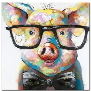 Amazon Hot-selling Cute Pig with Glasses Paintings Cuadro Abstracto Sobre Lienzo Pintado Arte Moderna Decoración por Hogar Salon - Product Image 1