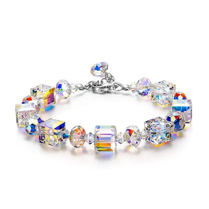 Лидер продаж на Amazon, квадратный кристаллический каменный браслет, Блестящий цветной изысканный роскошный модный браслет