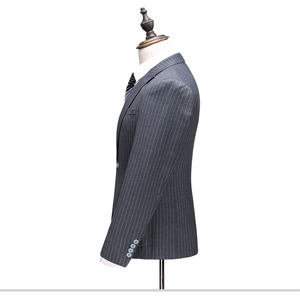 <span class=keywords><strong>Costume</strong></span> d'affaires formel pour <span class=keywords><strong>homme</strong></span> <span class=keywords><strong>à</strong></span> trois pièces <span class=keywords><strong>à</strong></span> rayures verticales - Product Image 2