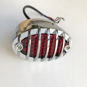 LED motosiklet katı kanatlı krom ızgara kuyruk ışık kedi gözü arka dur fren işık Bobber Chopper Cafe Racer