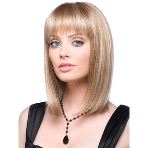 Peluca larga de cabello liso para mujer, postizo de corte recto y europeo, a la moda