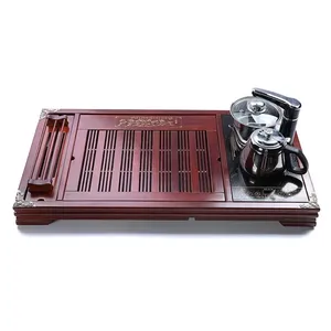 High quality wooden tea tray with cookers, two colors gongfu tea tray