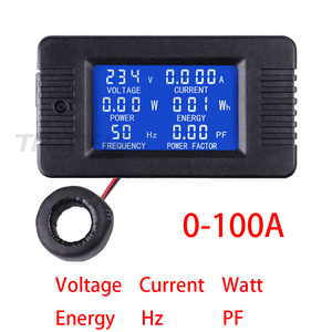 Numérique Compteur De Courant de Tension de Panneau D'AFFICHAGE À CRISTAUX LIQUIDES Ampères Volts <span class=keywords><strong>Watts</strong></span> Kwh Compteur de Facteur De Puissance AC80-260V 100A Voltmètre Ampèremètre avec Bobine CT TX022 - Product Image 6
