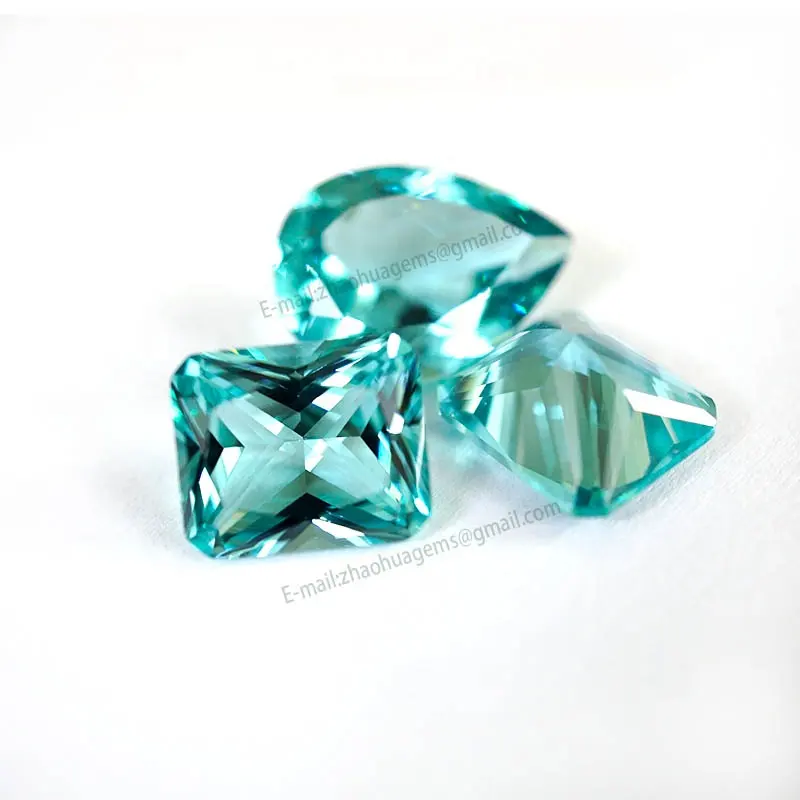 nano sital gems Synthetic tourmaline paraiba rectangular princess cut gemstone