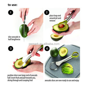 De acero inoxidable de aguacate cortadora aguacate herramienta aguacate pitter con mango de plástico - Product Image 3