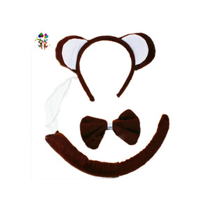 A buon mercato per bambini in maschera orecchie di scimmia animali da festa fasce per la testa con papillon e HPC-1582 per la coda - Product Image 1